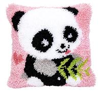 Latch Hook Kit Pillowcase Cushion Cover Making Kit with Cute Animal Pattern for Beginners, DIY Cushion Cover Crochet Handcraft Hooking Kit for Adults and Kids (Type A)