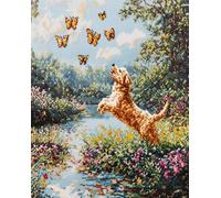 Latch Hook Kit Rug Cartoon Dog And Butterfly Latch Hook Kit，Diy Carpet Making Kits For Beginners And Adults，Home Decoration，Cross Stitch Rug Set Cushion 31x45in