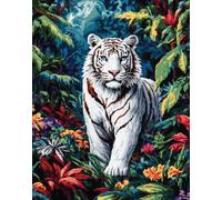 Latch Hook Kit Rug Cartoon White Tiger Animal Printed Canvas Tapestry Kits Embroidery Set Diy Crochet Yarn Kit For Beginners Adults Printed Latch Hook Rugs 31x45in