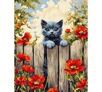 Latch Hook Kit Rug Fantasy Cat And Flowers Diy Embroidery Cushion Rug，Latch Hook Kits Crochet Carpet Set With Pre-Print For Beginners And Adults Tapestry Kit Small 35x46in