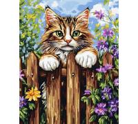 Latch Hook Kit Rug Fantasy Cat And Flowers Diy Embroidery Cushion Rug，Latch Hook Kits Crochet Carpet Set With Pre-Print For Beginners And Adults Tapestry Kit Small 23x35in