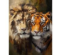Latch Hook Kit Rug Lion And Tiger Animals Doormat Carpet Making Kits,Interlocking Hook Rug Gift Packing Diy For Teenager/Adults With Printed Canvas 31x63in