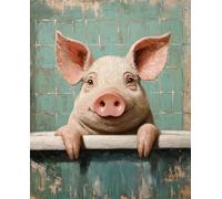 Latch Hook Kit Rug Pig Animal In The Bathroom Printed Canvas Tapestry Kits Embroidery Set Diy Crochet Yarn Kit For Beginners Adults Printed Latch Hook Rugs 31x63in