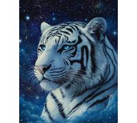 Latch Hook Kit Rug White Tiger Animal And Starry Sky Large Latch Hook Rug,Pre-Printed Pattern Canvas Tapestry Embroidery Adults Handicrafts Diy Craft Cross Stitch Kits 23x35in