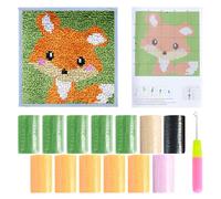 Latch Hook Kits DIY Craft Rug Sewing Set with Pre-Printed Pattern Cute Fox/Panda/Owl Latch Hook Craft Decorative Tapestry DIY Kit Latch Hook Rug Kits for Beginners Children Adults and Seniors