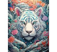 Latch Hook Kits for Adults Anime White Tiger Animal Printed Canvas Tapestry Kits Embroidery Set DIY Crochet Yarn Kit for Beginners Adults Printed Latch Hook Rugs 21x29in