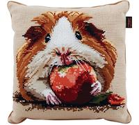 Latch Hook Kits for Adults Beginners Cushion Animal Guinea Pig Latch Hook Kits for Adults Needlework Pillow Cover 43cmX43cm DIY Hooks Knitted Embroidered Carpet Pillow Embroidery Latch Hook Car