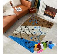 Latch Hook Kits for Adults Beginners, Tapestry Kits, Latch Hook Rug Kit for Home Décor, DIY Rug Making Kit for Adults with Printed Patterns, Canvas Yarn Latch Hook Kit, Crochet Kit 90 x 120 cm