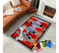 Latch Hook Kits for Adults Beginners, Tapestry Kits, Latch Hook Rug Kit for Home Décor, DIY Rug Making Kit for Adults with Printed Patterns, Canvas Yarn Latch Hook Kit, Crochet Kit 61 x 87 cm