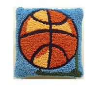 Latch Hook Kits for Adults Cartoon Basketball DIY Latch Hook Kits Pillow Needlepoint Cushion Kit for Home Décor Needlework Set for Adult Beginners 17x17in