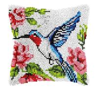 Latch Hook Kits for Adults, Creative Animal Latch Hook Pillow Case Kits DIY Needlework Pillow Cover, Embroidery Cushion Cover Kit Rug Making Kit for Beginners Bedroom Sofa Cushion Decoration (Bird)