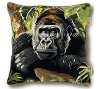 Latch Hook Kits For Adults Gorilla Animal Latch Hook Kit Cushion Cartoon Animals Diy Hook Latch Kit Pillowcase Rug Printed Cushion Crochet Yarn Embroidery Decoration Beginner Latch Hook Ki 43x43cm