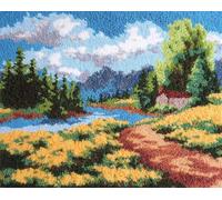 Latch Hook Kits for Adults Kids Countryside, 15X20In/52X38Cm DIY Latch Hook Rug Kit, Home Carpet Rug Making Kit, Cross Stitch Embroidery Kits Needlework Crafts Rug for Home Decor