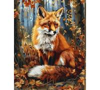 Latch Hook Kits for Adults Kids Fox in The Maple Forest, 15X20In/52X38Cm DIY Latch Hook Rug Kit, Home Carpet Rug Making Kit, Cross Stitch Embroidery Kits Needlework Crafts Rug for Home Decor