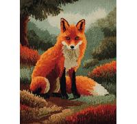 Latch Hook Kits for Adults Kids Nine-Tailed Fox in The Field 15X20In/52X38Cm DIY Latch Hook Rug Kit, Home Carpet Rug Making Kit, Cross Stitch Embroidery Kits Needlework Crafts Rug for Home D