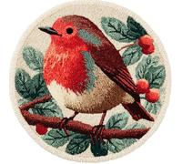 Latch Hook Kits For Adults Kids Robin Perches On A Branch 20X20Inch (50X50Cm) Diy Latch Hook Rug Kit, Home Carpet Rug Making Kit, Cross Stitch Embroidery Kits Needlework Crafts Rug For Home