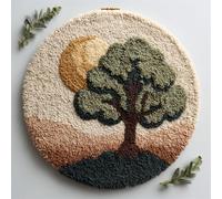 Latch Hook Kits For Adults Kids The Moon And The Tree 20X20Inch (50X50Cm) Diy Latch Hook Rug Kit, Home Carpet Rug Making Kit, Cross Stitch Embroidery Kits Needlework Crafts Rug For Home Deco