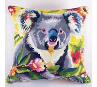 Latch Hook Kits for Adults Koala Animal Latch Hook Kit Cushion Colorful Flowers Pillowcase/Cushion Cover Making Kits Statement Rug,Latch Hook Kits for A Starter Project DIY Latch Hook Kit 43x43cm