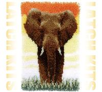 Latch Hook Kits for Adults Rug, 52X38cm DIY Rug Making Kit for Adults Color Printed Latch Kits, Elephant Latch Hook Cushion Kits, Kids Latch Hook Rug Kit, Latch Hook Craft Kit, Carpet Crochet Kits