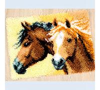 Latch Hook Kits for Adults Rug, 52X38cm DIY Rug Making Kit for Adults Color Printed Latch Kits, Kids Latch Hook Rug Kit, Carpet Crochet Kits, Horse Latch Hook Craft Kits, Latch Hook Cushion Kits