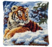 Latch Hook Kits For Adults Snow Tiger Diy Rug Hooking Pillow Cover Cr