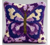Latch Hook Kits for Kids Adults Purple Butterfly DIY Rug Tapestry Kits with Printed Canvas Embroidery Festival Gifts Home Decoration 17Inch X 17Inch