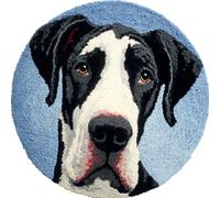 Latch Hook Kits for Kids and Adults, Cute Great Dane Dog Face 20X20Inch (50X50Cm) DIY Latch Hook Rug Kit, Cross Stitch Rug Making Kit, Carpet Making Crochet Kits Embroidery Kits Needlework C