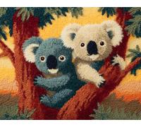 Latch Hook Kits for Kids and Adults, Koalas in The Tree 31x45in/80x115cm DIY Latch Hook Rug Kit, Cross Stitch Rug Making Kit, Carpet Making Crochet Kits Embroidery Kits Needlework Crafts for