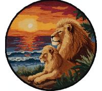 Latch Hook Kits for Kids and Adults, Lions by The Sea 20X20Inch (50X50Cm) DIY Latch Hook Rug Kit, Cross Stitch Rug Making Kit, Carpet Making Crochet Kits Embroidery Kits Needlework Crafts Fo