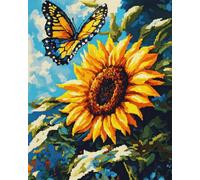 Latch Hook Kits for Kids and Adults, Sunflower and Butterfly 55X75Cm DIY Latch Hook Rug Kit, Cross Stitch Rug Making Kit, Carpet Making Crochet Kits Embroidery Kits Needlework Crafts for HOM