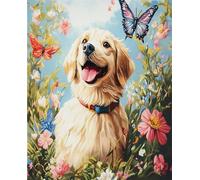 Latch Hook Kits Golden Retriever Dog Animal And Butterfly Latch Hook Rug Kit Diy Cushion Making，Diy Tapestry For Home Decor Teenager And Adults Carpet Set 31x63in