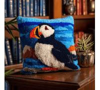 Latch Hook Kits Pillow Puffin Crochet Yarn Cushion Colour Pre-Printed Canvas Rug Needlework Diy Pillowcase Hook And Latch Kit Christmas Home Arts Crafts Sofa Decoration 43X43Cm/17X17 Inch