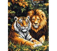 Latch Hook Kits Rugs Lion And Tiger Animals Rug Making Kits Diy Latch Hook For Beginners Adults Home Decoration Tapestry Kit Cushion Cover 31x63in