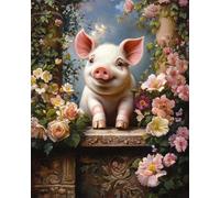 Latch Hook Kits Rugs Pig Animals And Flowers Diy Embroidery Cushion Rug，Latch Hook Kits Crochet Carpet Set With Pre-Print For Beginners And Adults Tapestry Kit Small 21x29in