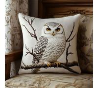 Latch Hook Kits Snowy Owl Latch Hook Cushion Kits DIY Cross Stitch Sofa Cushion Cover with Latch Hook Tool Fit for Teenager and Adults Latch Hook Cushion Cover Kit 17X17 Inch
