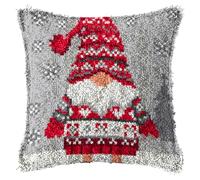 Latch Hook Pillow Kit, Christmas Gnomes Snowflakes Latch Hook Kits DIY Pillow Cover Printed Pillowcase for Home Sofa Decor Kits for Adults Kit