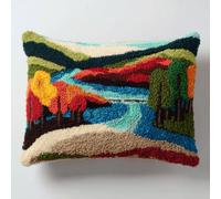 Latch Hook Pillow Kit,Cushion Cover Craft Kit,43x43 cm,Hokkaido Landscape