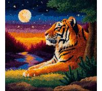 Latch Hook Pillow Kits for Adults Kids Beginners Train Under The Stars 17X17 in DIY Pre-Printed Latch Hook Rug Carpet Cushion Kits Cross-Stitch Embroidery Cushion Embroidered Pillow for Home