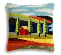 Latch Hook Rug Cushion Kit Beginner Pillow DIY Craft Set,Countryside