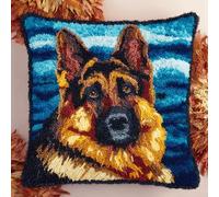 Latch Hook Rug Cushion Kit Beginner Pillow DIY Craft Set,German Shepherd