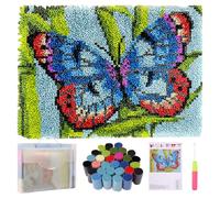 Latch Hook Rug Kit, 52x38cm Complete DIY Crochet Carpet for Adults Kids Beginners, Butterfly/Leaves Patterns Pre-Printed Canvas Yarn Rugs Hooking Kits,Creative Craft Home Decor for Learning Rug Making