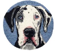 Latch Hook Rug Kit, Cute Great Dane Dog Face 20X20Inch (50X50Cm) Diy Latch Hook Colorful Rug Making Kit For Adults Kids, Colorful Cross Stitch Kit Carpet Making Cushion Needlework For Beginn