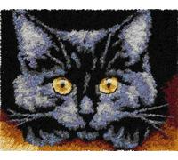 Latch Hook Rug Kit DIY Crochet Carpet for Adults Kids Beginners,Black Cat 21X29In/55X75Cm Pre-Printed Canvas Yarn Rug Hooking Kits, Creative Craft Home Decor Ideal for Learning Carpet Making