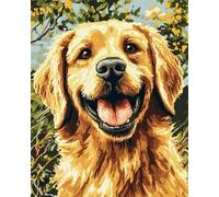 Latch Hook Rug Kit DIY Crochet Carpet for Adults Kids Beginners,Cute Golden Retriever 15X20In/52X38Cm Pre-Printed Canvas Yarn Rug Hooking Kits, Creative Craft Home Decor Ideal for Learning C