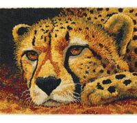 Latch Hook Rug Kit DIY Crochet Carpet for Adults Kids Beginners,Lying Cheetah 21X29In/55X75Cm Pre-Printed Canvas Yarn Rug Hooking Kits, Creative Craft Home Decor Ideal for Learning Rug Makin