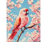 Latch Hook Rug Kit Diy Crochet Carpet For Adults Kids Beginners, Parrot Standing On A Cherry Blossom 55X75Cm Patterns Pre-Printed Canvas Yarn Rug Hooking Kits, Creative Craft Home Decor Idea