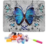 Latch Hook Rug Kit, DIY Latch Hook Butterfly Rug Handmade Carpet, Crochet Yarn Embroidery Needlework Hooks DIY Latchs Kit for Beginners, Home Decor, 52x38cm