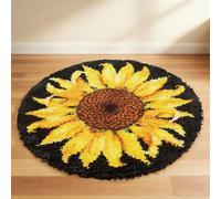 Latch Hook Rug Kit, DIY Rug Crochet Yarn Kits, Rug Making Kit with Crochet, Sunflower Pattern Printed, Embroidery Decoration, Latch Hook Kits Gift for Family Friends for Beginners, Adults 52 x 52 cm