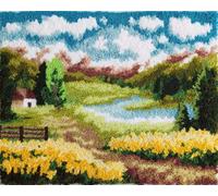 Latch Hook Rug Kit, DIY Rug Making Kit for Adults Kids,Countryside 15X20In/52X38Cm Rug Making Kits, Cross Stitch Kit Carpet Making Cushion Needlework for Beginners, Home Decor