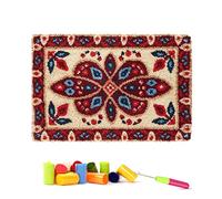 Latch Hook Rug Kit, DIY Rug Making Kit for Adults Kids, Flower Pattern Latch Hook Rug Making Kits, Cross Stitch Kit Carpet Making Cushion Needlework for Beginners, Home Decor, Flower Pattern 50x38 cm
